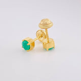 Stud Earrings Four Prongs Emeralds 45pts 1.35g / in / 4.6mm Yellow Gold 18K