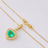 Stud Earrings Heart Chain Dense Emeralds 2.88 Qts Diamonds 79pts 7.55g / in / 11.1mm Yellow Gold 18K