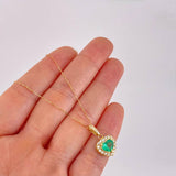 Stud Earrings Heart Chain Dense Emeralds 2.88 Qts Diamonds 79pts 7.55g / in / 11.1mm Yellow Gold 18K