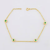 Bracelet Interspersed Circles Emeralds 31pts 2.8g / 7 1/2 in / 1.5mm Yellow Gold 18K