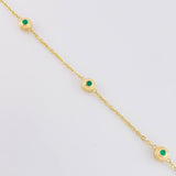 Bracelet Interspersed Circles Emeralds 31pts 2.8g / 7 1/2 in / 1.5mm Yellow Gold 18K