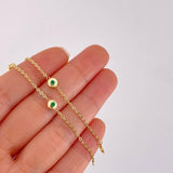 Bracelet Interspersed Circles Emeralds 31pts 2.8g / 7 1/2 in / 1.5mm Yellow Gold 18K