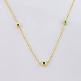 Interspersed Circles Chain Emeralds 24pts 4.2g / 18 in / 1.5mm 18K Yellow Gold