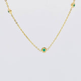 Interspersed Circles Chain Emeralds 24pts 4.2g / 18 in / 1.5mm 18K Yellow Gold