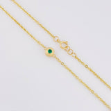 Interspersed Circles Chain Emeralds 24pts 4.2g / 18 in / 1.5mm 18K Yellow Gold