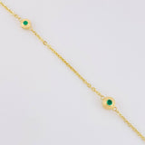 Interspersed Circles Chain Emeralds 24pts 4.2g / 18 in / 1.5mm 18K Yellow Gold