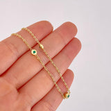 Interspersed Circles Chain Emeralds 24pts 4.2g / 18 in / 1.5mm 18K Yellow Gold