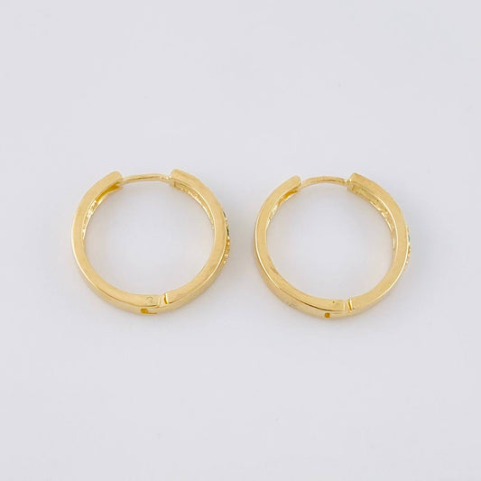 Candongas Medio Carril Esmeraldas 10pts 2.85g / 1/2 in Oro Amarillo 18K