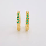Hoop Earrings Half Track Emeralds 11pts 2.15g / 1/2 in 18K Yellow Gold