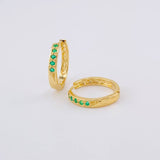 Hoop Earrings Half Track Emeralds 11pts 2.15g / 1/2 in 18K Yellow Gold