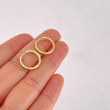 Hoop Earrings Half Track Emeralds 11pts 2.15g / 1/2 in 18K Yellow Gold
