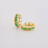 Candongas Carril Esmeraldas 19pts 2.15g / 1/2 in Oro Amarillo 18K