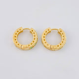 Hoop Earrings with Heart Track Emeralds 25pts 3.7g / 1/2 in 18K Yellow Gold
