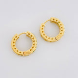 Hoop Earrings with Heart Track Emeralds 25pts 3.7g / 1/2 in 18K Yellow Gold