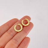 Hoop Earrings with Heart Track Emeralds 25pts 3.7g / 1/2 in 18K Yellow Gold