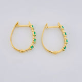 Hoop Earrings Huggy Emeralds 37pts 1.8g / 3/4 in Yellow Gold 18K