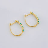 Hoop Earrings Huggy Emeralds 37pts 1.8g / 3/4 in Yellow Gold 18K