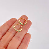 Hoop Earrings Huggy Emeralds 37pts 1.8g / 3/4 in Yellow Gold 18K