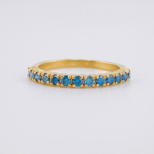 Anillo Cintillo Diamantes Azules 42pts 2.75g / T6 1/2 Oro Amarillo 18K