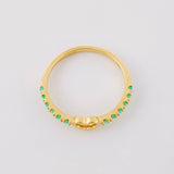 Anillo Carril Centro Corazón Esmeraldas 12pts 1.5g / T6 Oro Amarillo 18K