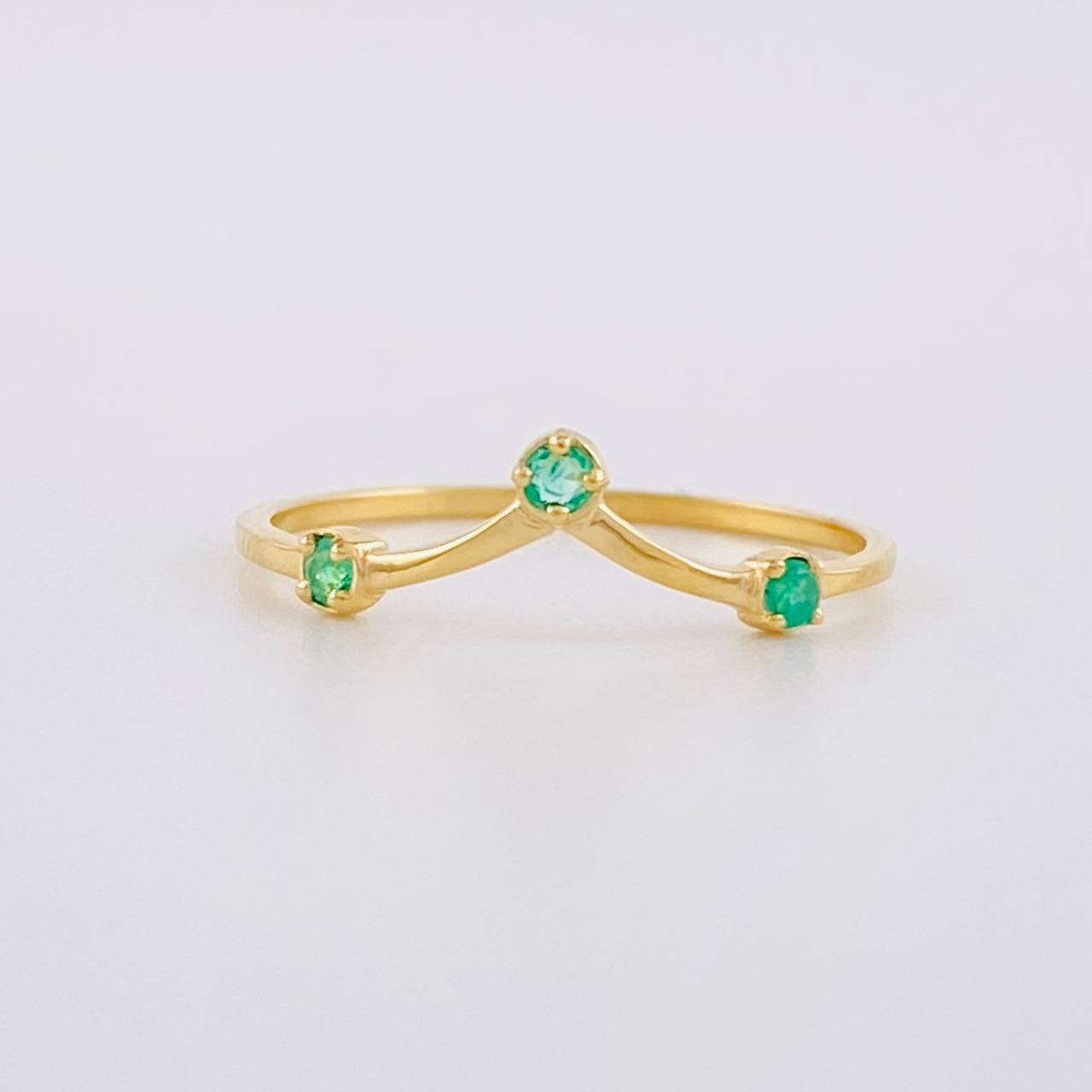 Anillo Tiara Esmeraldas 6pts 0.9g / T6 Oro Amarillo 18K