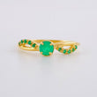 Intertwined Solitaire Ring with Emeralds 27pts 1.9g / T7 1/4 18K Yellow Gold