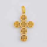 Pendant Dense Cross Emeralds 21pts Diamonds 36pts 4.05g / 1 1/4 in 18K Yellow Gold