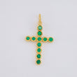 Dije Cruz Circular Esmeraldas 30pts 1g / 1 in Oro Amarillo 18K