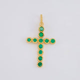 Dije Cruz Circular Esmeraldas 30pts 1g / 1 in Oro Amarillo 18K