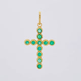 Dije Cruz Circular Esmeraldas 30pts 1g / 1 in Oro Amarillo 18K
