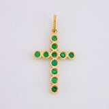 Dije Cruz Circular Esmeraldas 30pts 1g / 1 in Oro Amarillo 18K