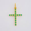 Pendant Dense Cross Emeralds 14pts 1.15g / 1 in 18K Yellow Gold