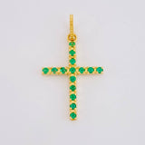 Pendant Dense Cross Emeralds 14pts 1.15g / 1 in 18K Yellow Gold