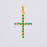 Dije Cruz Tupida Esmeraldas 14pts 1g / 1 in Oro Amarillo 18K