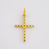 Dije Cruz Tupida Esmeraldas 14pts 1g / 1 in Oro Amarillo 18K