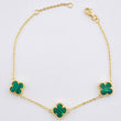 Pulso Aro seguido Trebol Malaquita Verde 4gr / 7 1/4 in / 10mm Oro Amarillo Nac.Esp. 18K