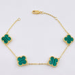 Pulso Aro Seguido Trebol Verde 7gr / 7 3/4 in / 10mm Oro Amarillo 18K ©