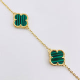 Pulso Aro Seguido Trebol Verde 7gr / 7 3/4 in / 10mm Oro Amarillo 18K ©