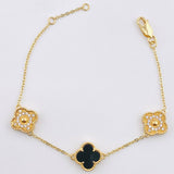 Pulso Trebol Negro Diamantado 7.45gr / 7 in / 10.7mm Oro Amarillo 18K ©