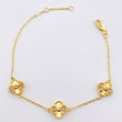 Pulso Aro Seguido Trebol Diamantado 4.95gr / 7 3/4 in / 9mm Oro Amarillo 18K ©