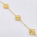 Pulso Aro Seguido Trebol Diamantado 4.95gr / 7 3/4 in / 9mm Oro Amarillo 18K ©