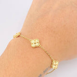 Pulso Aro Seguido Trebol Diamantado 4.95gr / 7 3/4 in / 9mm Oro Amarillo 18K ©