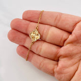Pulso Aro Seguido Trebol 2.7g / 7 3/4 in / 1.56mm Oro Amarillo 18K