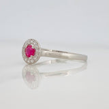 Anillo Halo Rubí 0.25pts 1g / T7 1/4 Plata 925