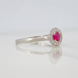 Anillo Halo Rubí 0.25pts 1g / T7 1/4 Plata 925
