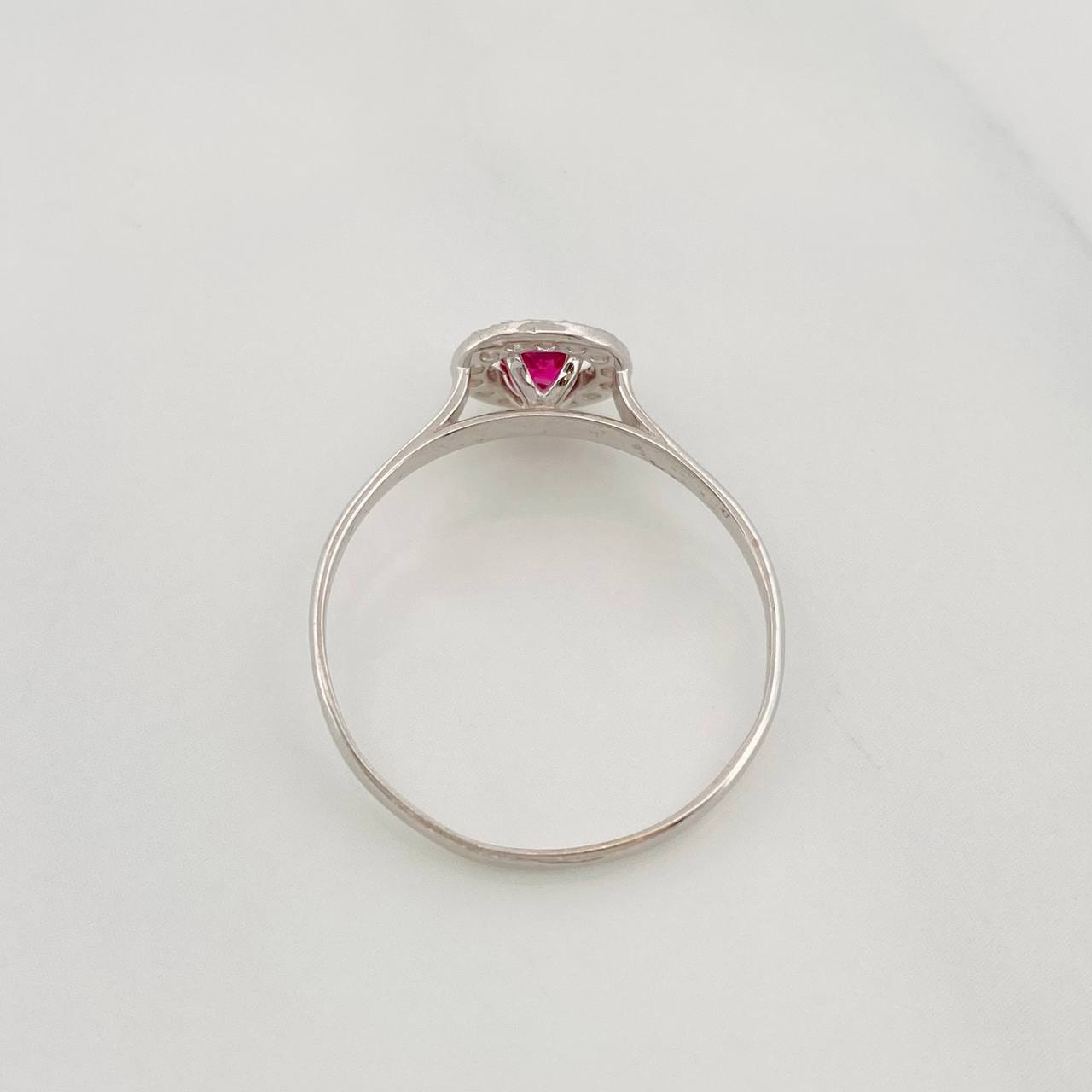 Anillo Halo Rubí 0.25pts 1g / T7 1/4 Plata 925