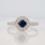 Anillo Halo Zafiro 0.24pts 1g / T6 1/2 Plata 925