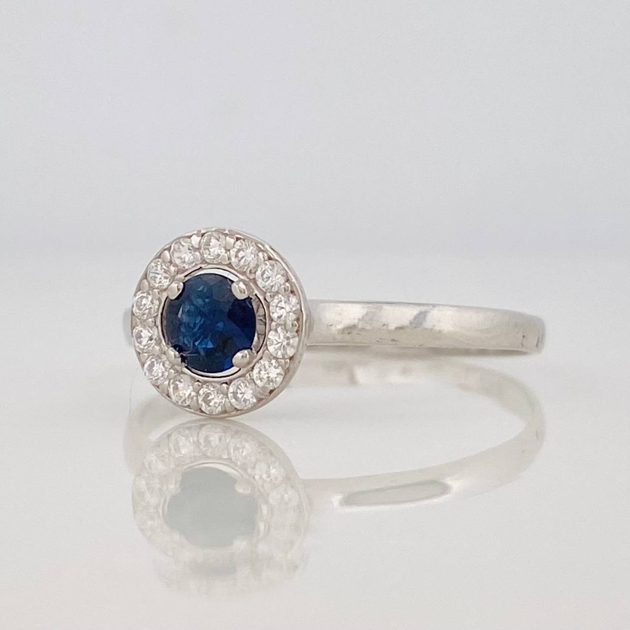 Anillo Halo Zafiro 0.24pts 1g / T6 1/2 Plata 925