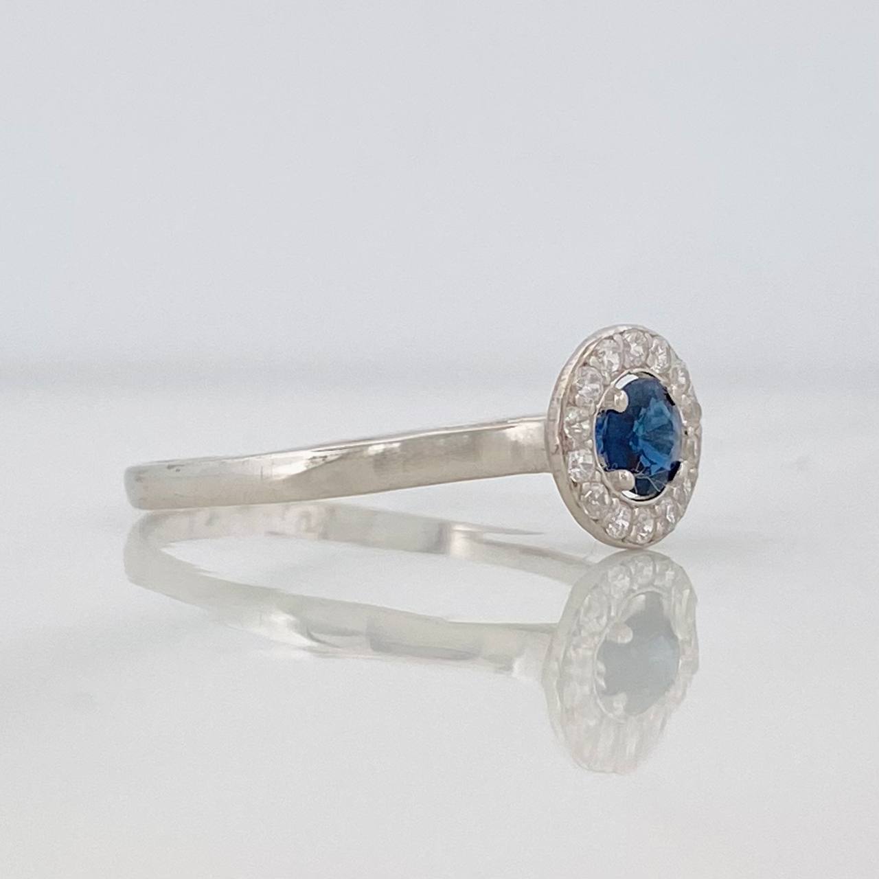 Anillo Halo Zafiro 0.24pts 1g / T6 1/2 Plata 925