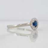 Anillo Halo Zafiro 0.24pts 1g / T6 1/2 Plata 925
